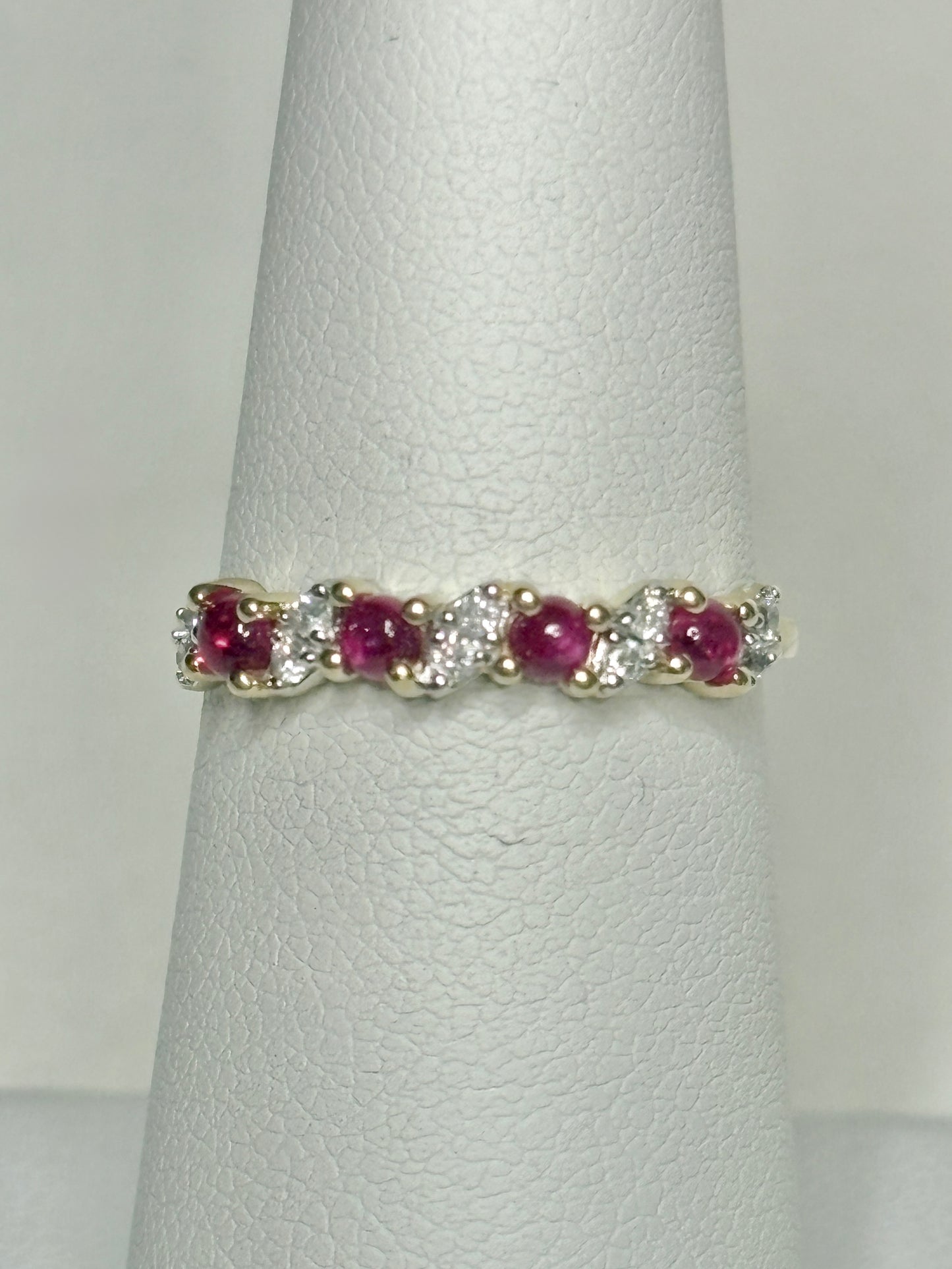 Greenland Ruby and Diavik Canadian Diamond Ring 9k Gold size 6.25