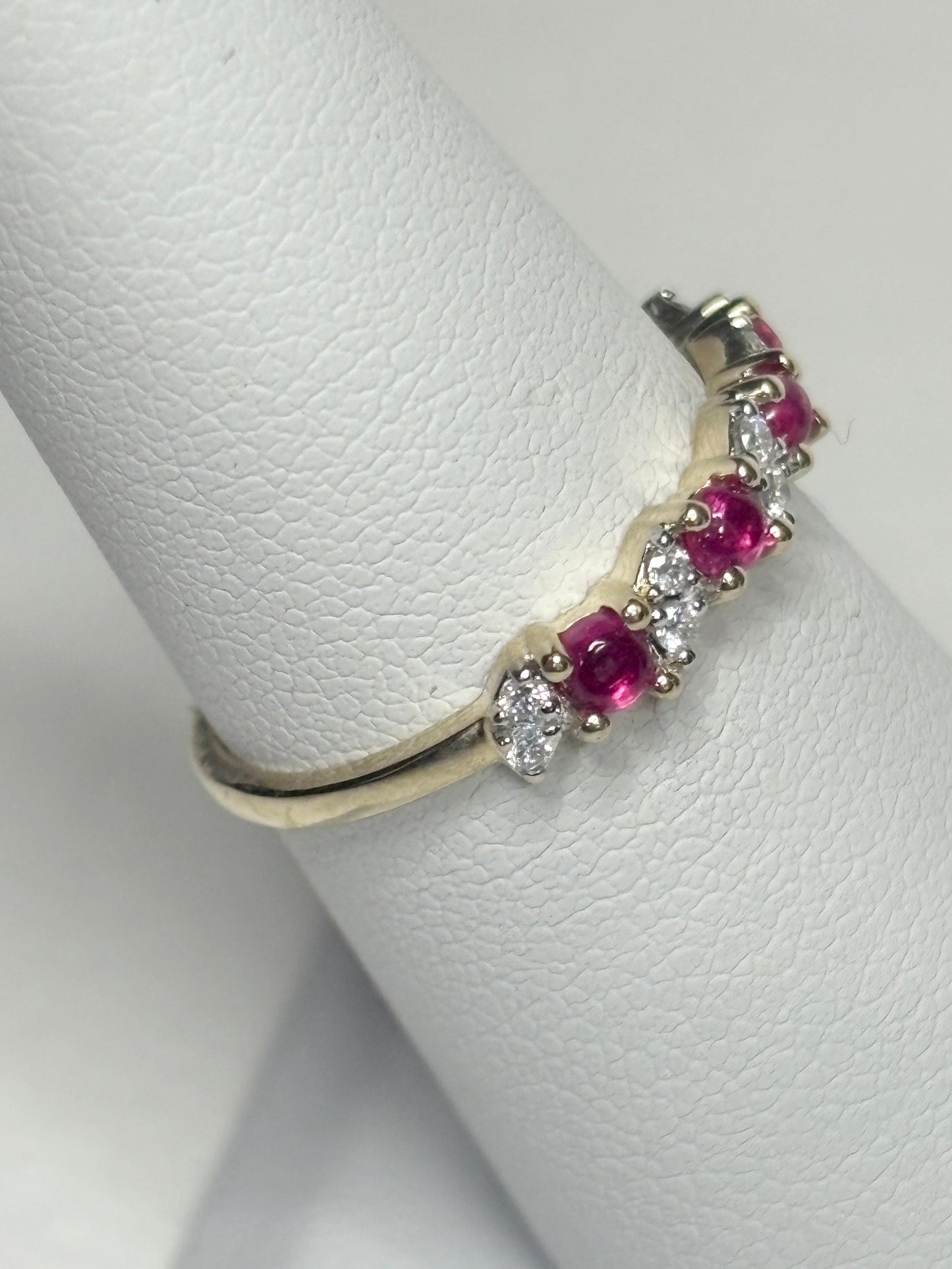 Greenland Ruby and Diavik Canadian Diamond Ring 9k Gold size 6.25