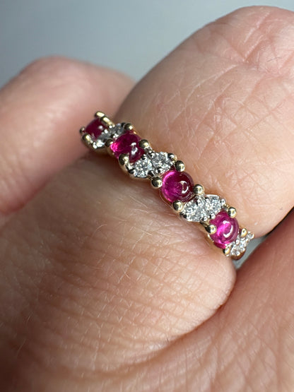 Greenland Ruby and Diavik Canadian Diamond Ring 9k Gold size 6.25