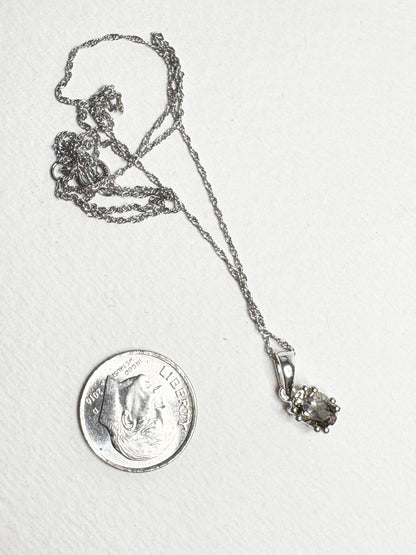 Bi Color Oregon Sunstone Solitaire Pendant Necklace Sterling Silver 18"