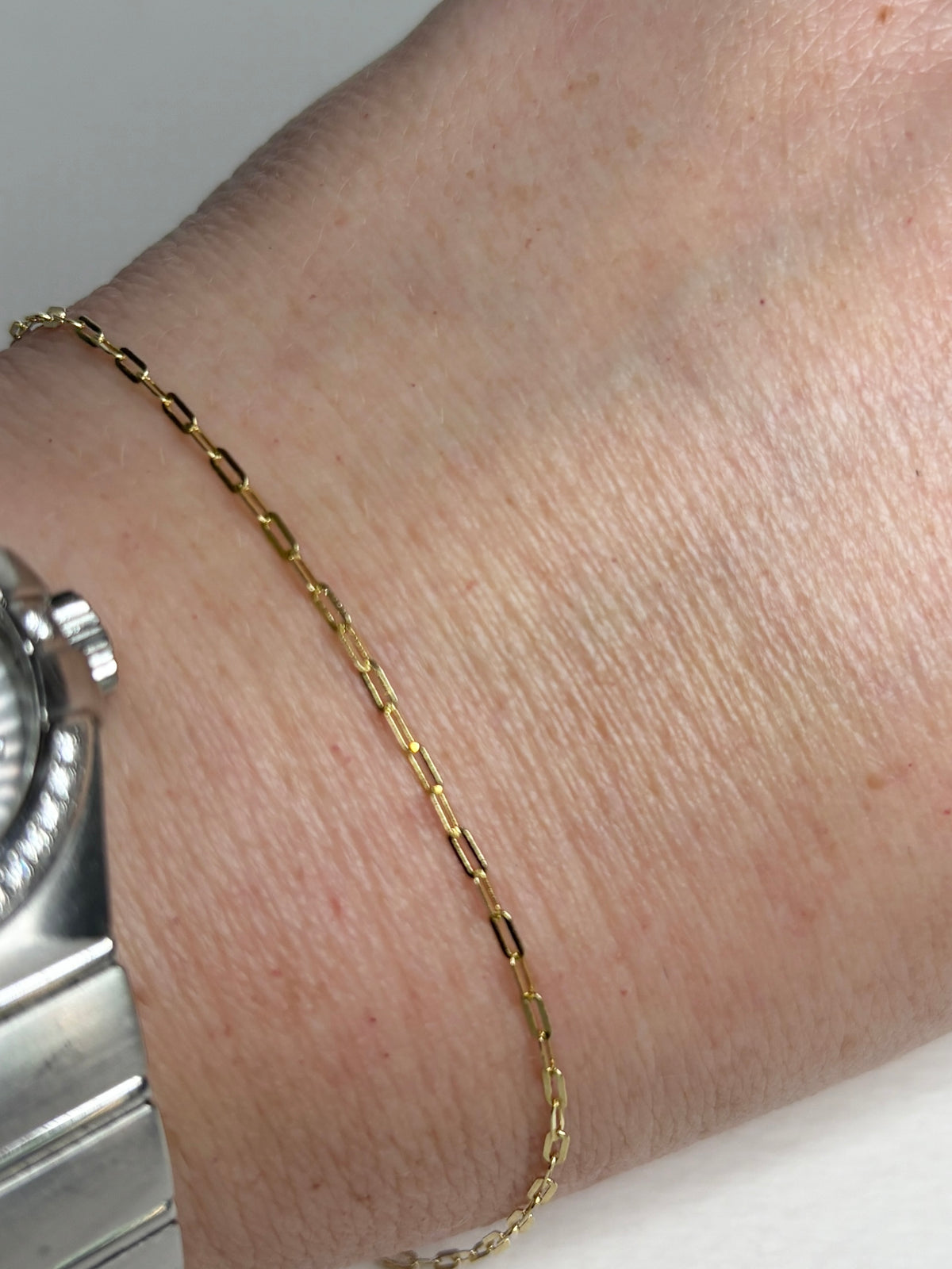 Paperclip Link Chain Bracelet by Bony Levy in 14k Gold 7"