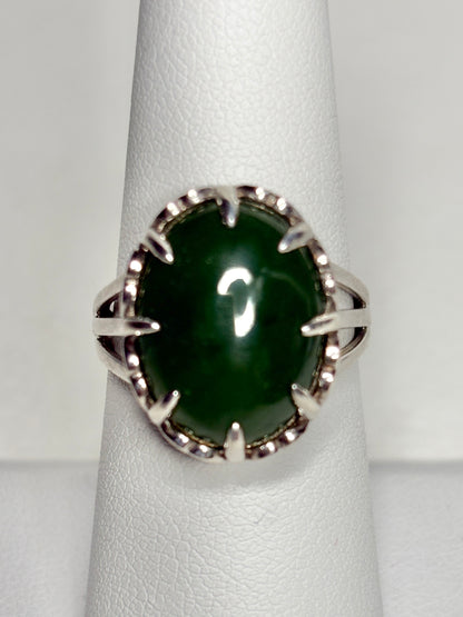 Nephrite Jade British Columbia Canada Ring in Sterlin Silver size 7