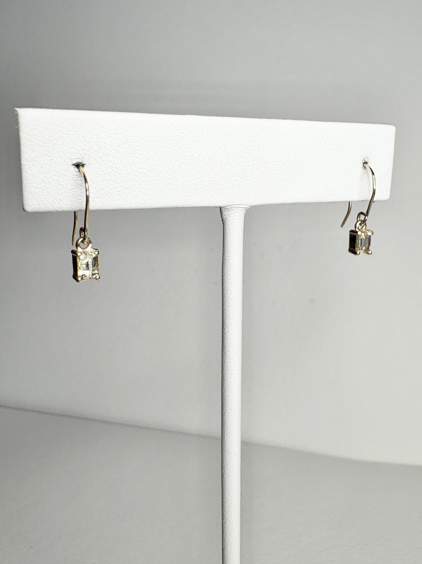 Yellow Untreated Montana Sapphire Dangle Drop Earrings Solid 9k Gold