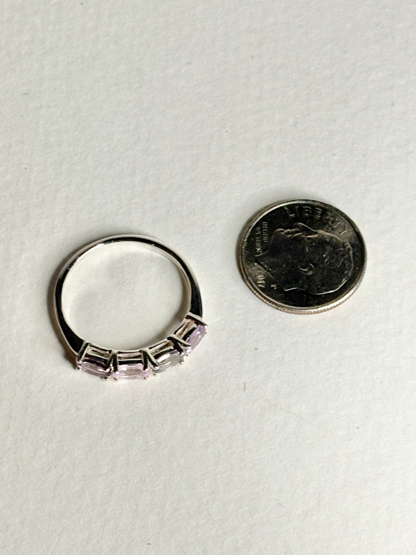 Multi Color Spinel Band Ring Sterling Silver size 7