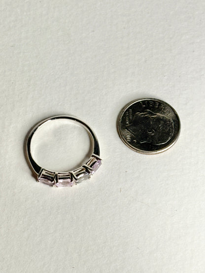 Multi Color Spinel Band Ring Sterling Silver size 7