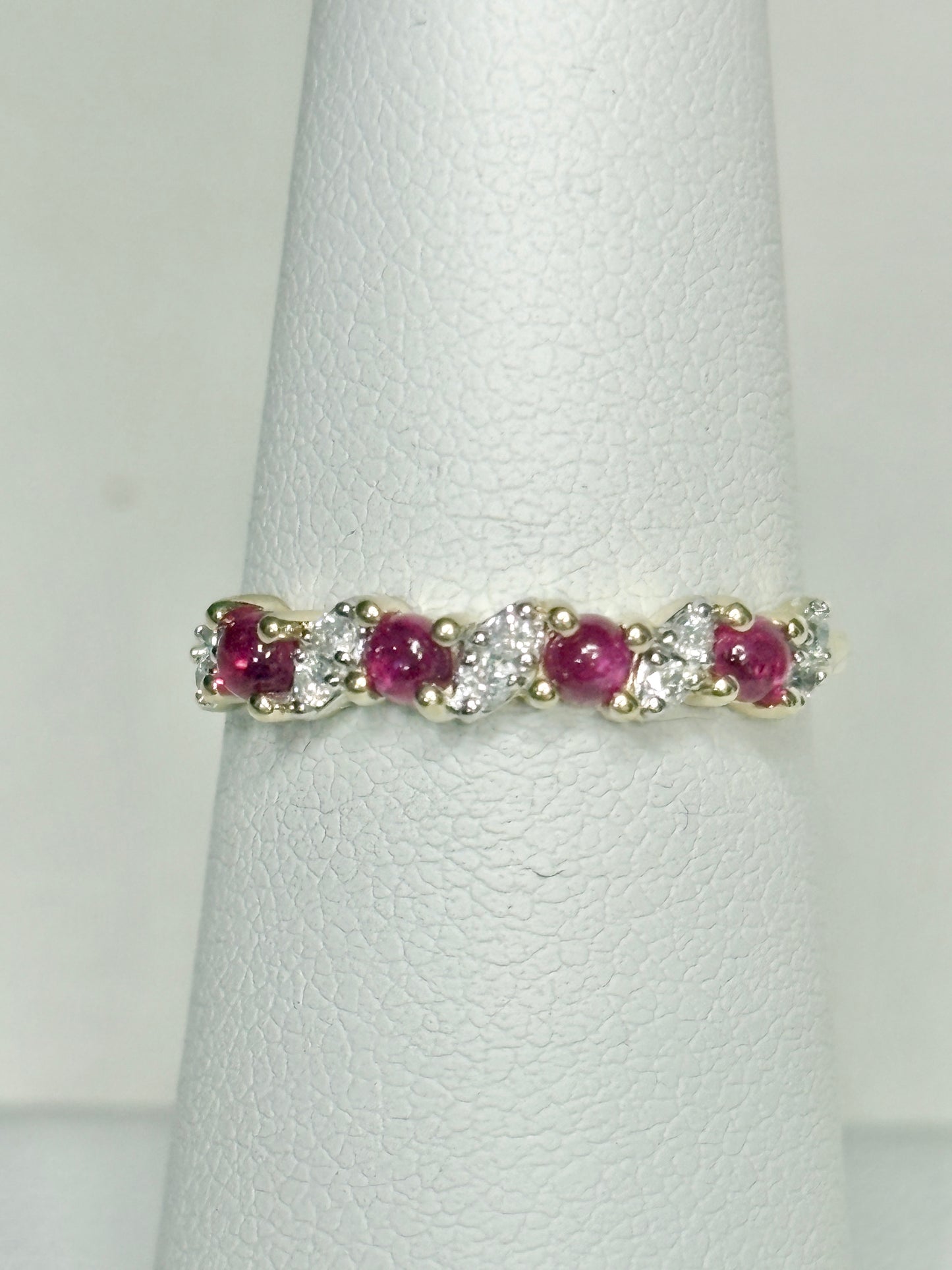 Greenland Ruby and Diavik Canadian Diamond Ring 9k Gold size 6.25