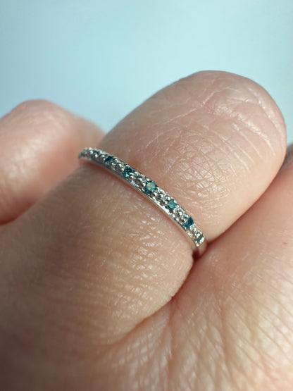 Dainty Blue Diamond Stackable Band Rings Stelring Silver .06ctw size 7