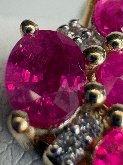 Burmese Ruby Cluster Ring 9k Gold size 8