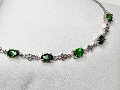 Chrome Diopside Adjustable Bolo Bracelet in Sterling Silver