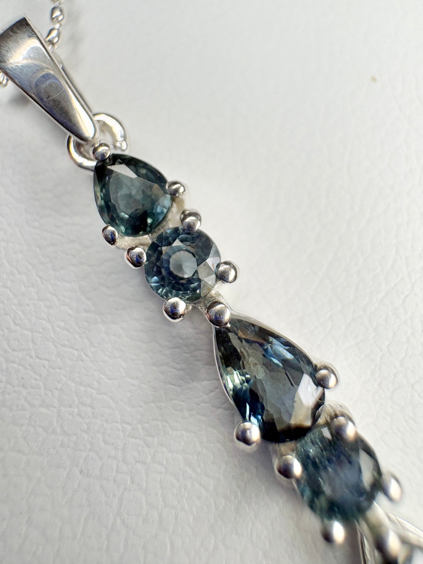 Australian Sapphire Pendant Necklace in Sterling Silver 18"