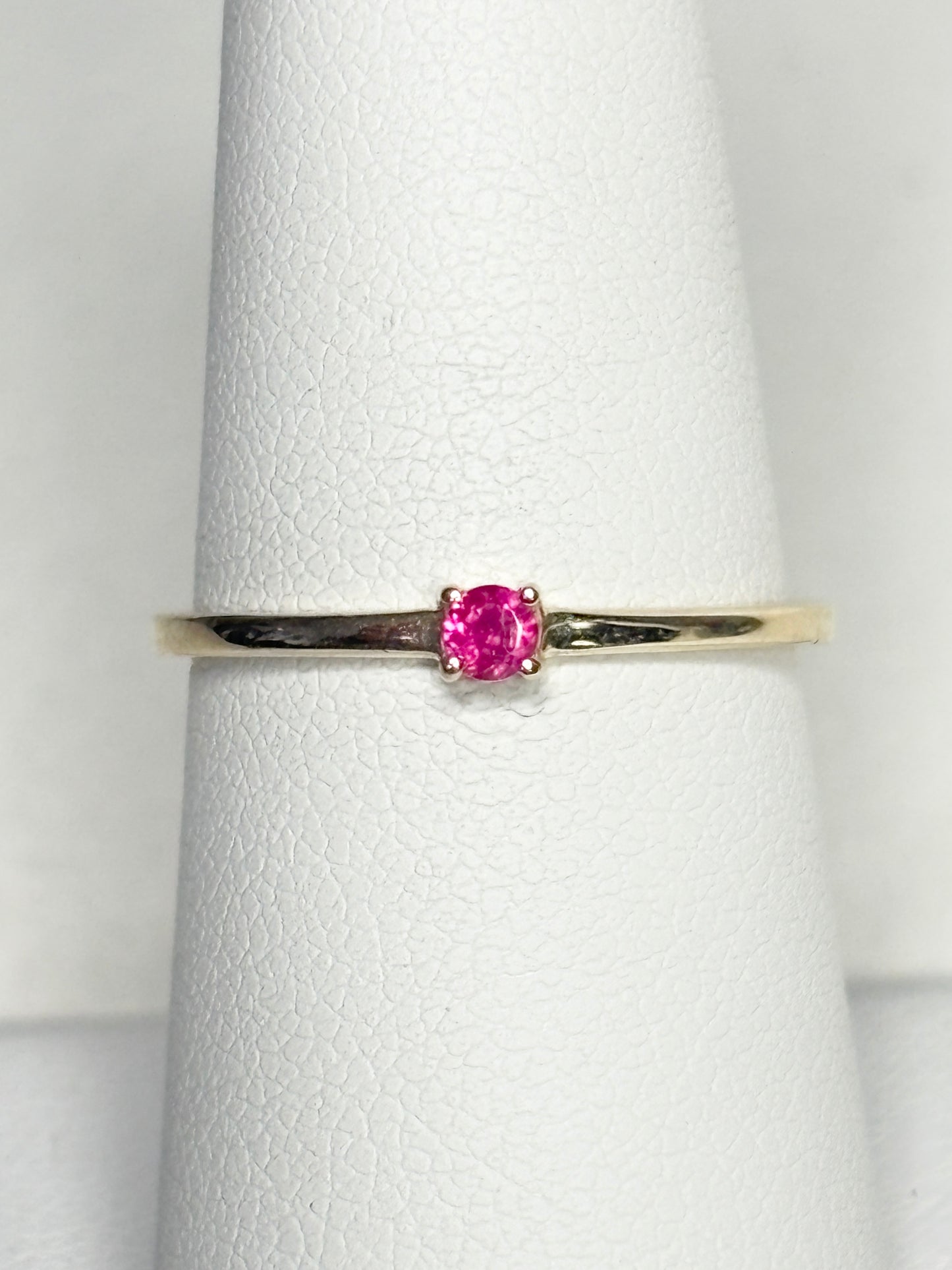 Tiny Bright Read Heat Only Mosambique Ruby Ring 9k Gold size 7