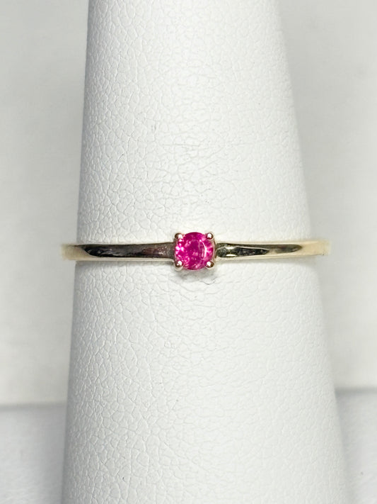 Tiny Bright Read Heat Only Mosambique Ruby Ring 9k Gold size 7