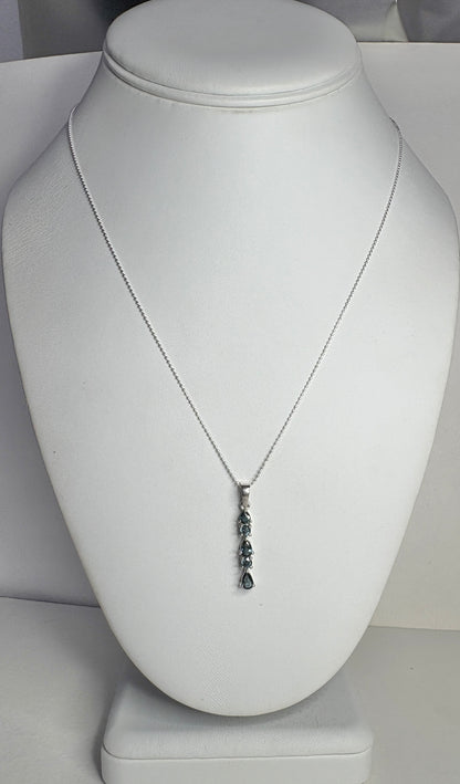Australian Sapphire Pendant Necklace in Sterling Silver 18"