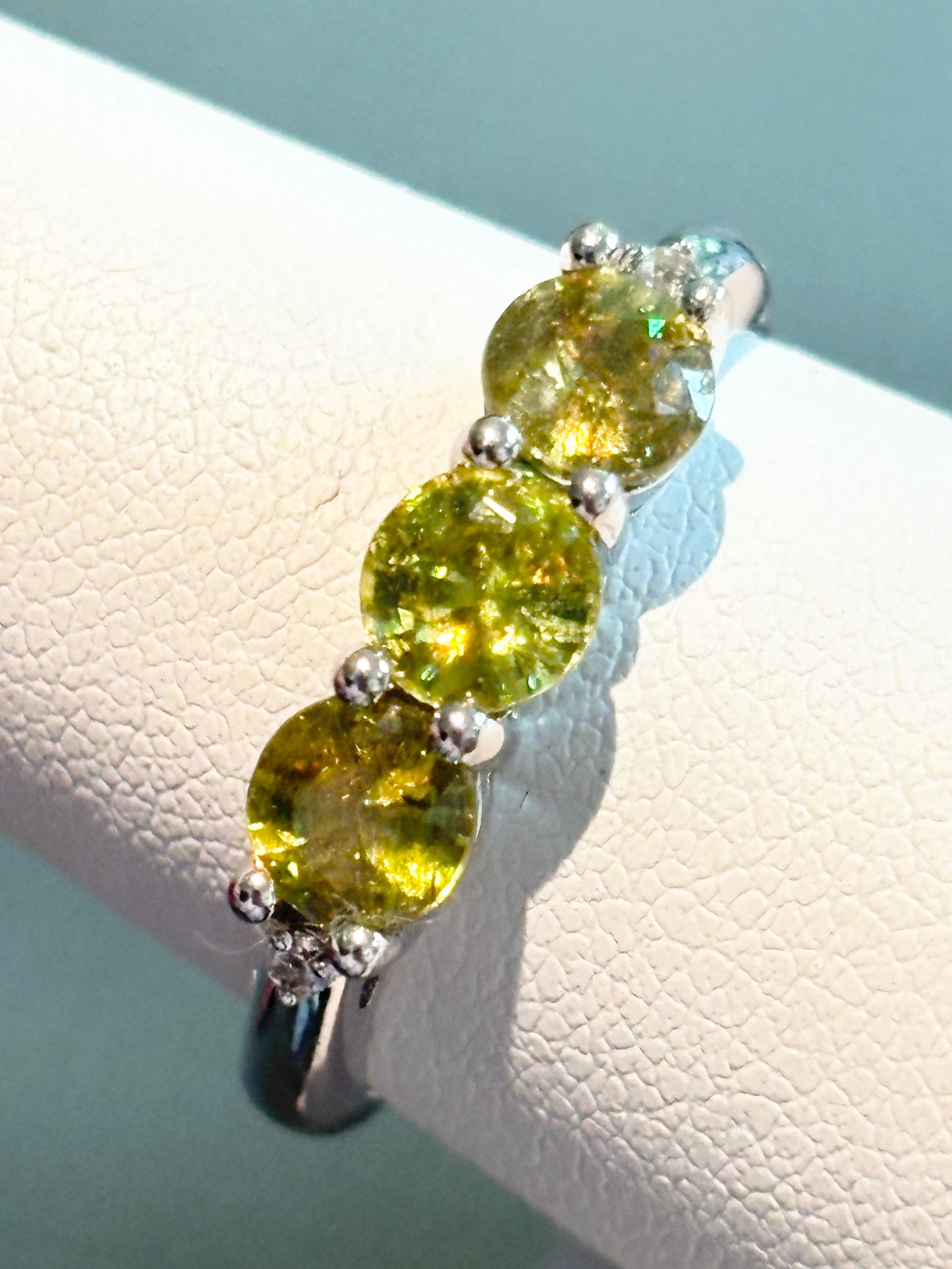Natural Yellow Sphene Ring in Sterling Silver size 8.75