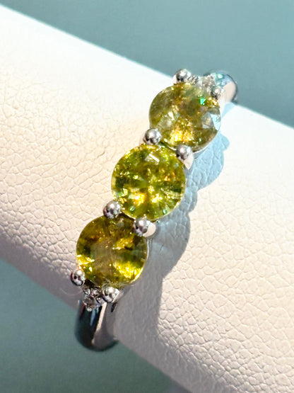 Natural Yellow Sphene Ring in Sterling Silver size 8.75