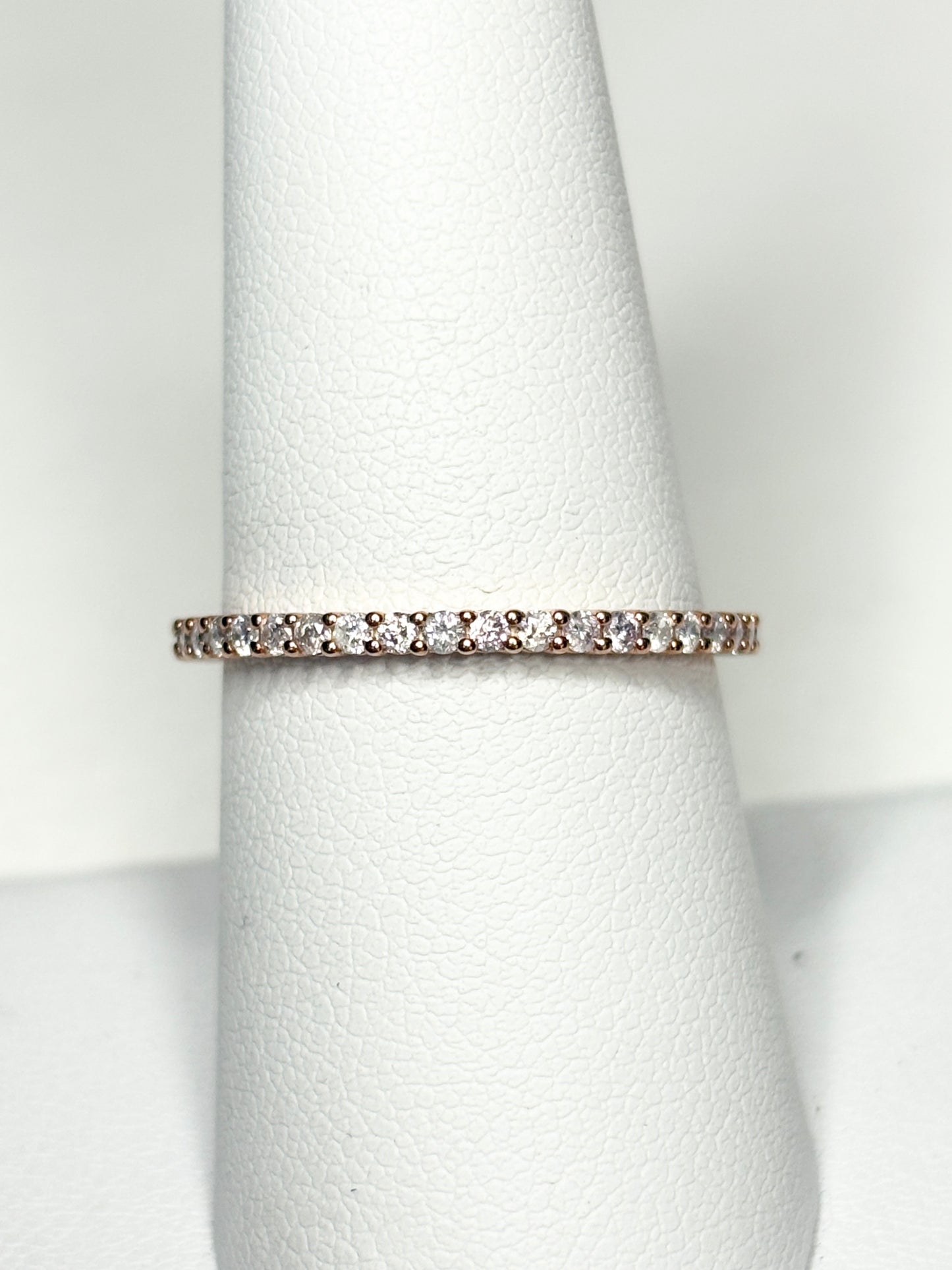Natural Faint to Very Light Natural Pink Diamond Stackable Full Eternity Band Ring 9k Rose Gold size 8