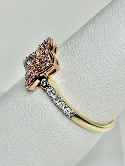 Natural Pink and White Angolan Type lla Diamond Ring 9k Rose Gold size 7