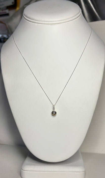 Lehrer Bicolor Montana Sapphire and Diamond Iris Pendant Necklace 2 Tone 9k Gold
