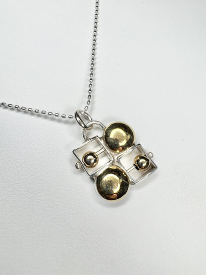 Abacus Pendant Necklace By Danielle Miller in Solid 14k Gold and Sterling Silver 18"