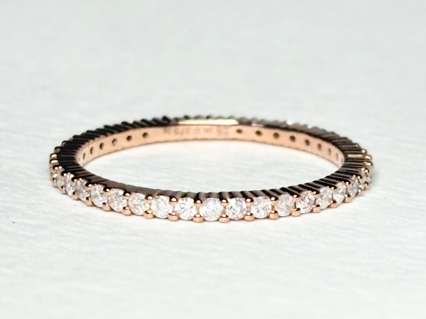 Natural Faint to Very Light Natural Pink Diamond Stackable Full Eternity Band Ring 9k Rose Gold size 8