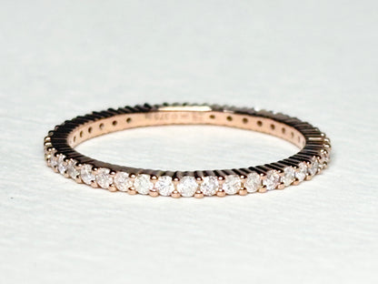 Natural Faint to Very Light Natural Pink Diamond Stackable Full Eternity Band Ring 9k Rose Gold size 8