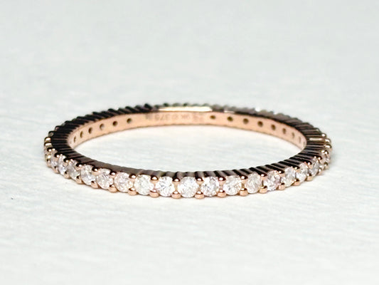 Natural Faint to Very Light Natural Pink Diamond Stackable Full Eternity Band Ring 9k Rose Gold size 8