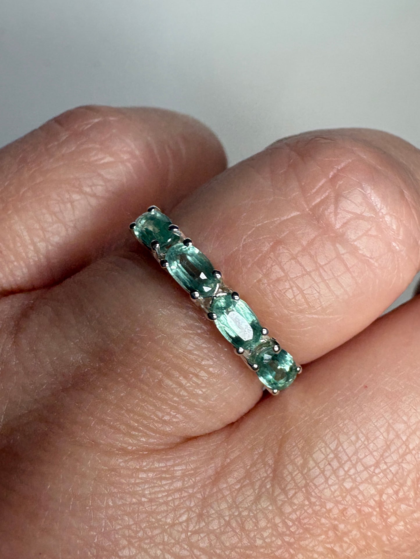 Mint Chrome Kyanite Stackable Band Ring Sterling Silver size 7