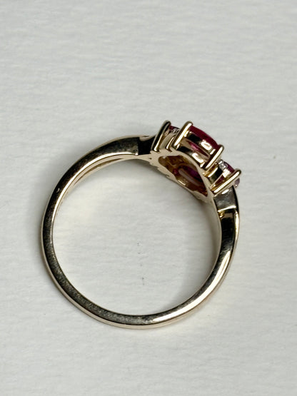 Burmese Ruby Cluster Ring 9k Gold size 8