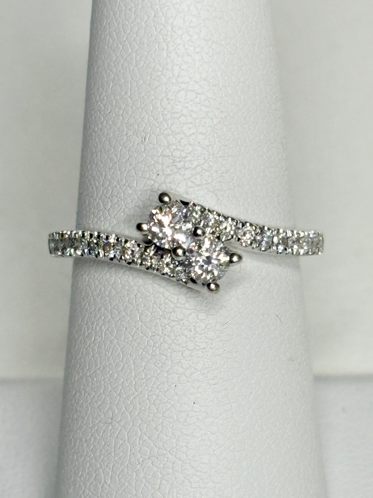 Toi et Moi Natural Diamond Ring Solid 14k White Gold "Even Us" Ring .50ctw size 6.75