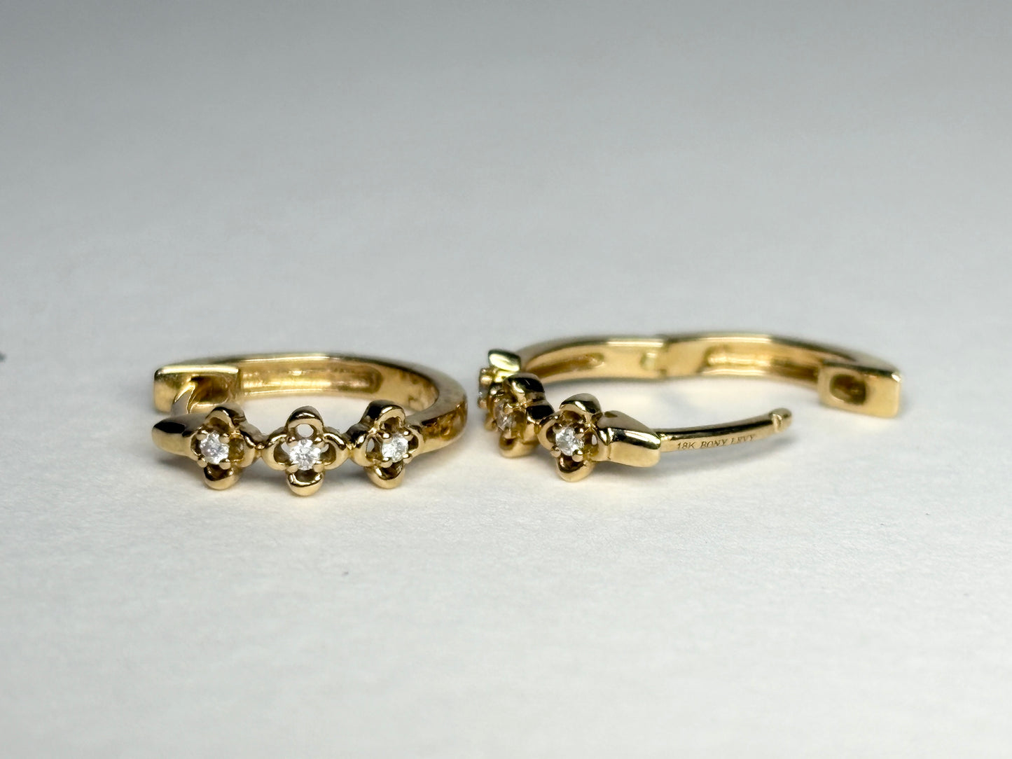 Bony Levy Mykonos Diamond Flower Hoop Earrings Solid 18k Gold