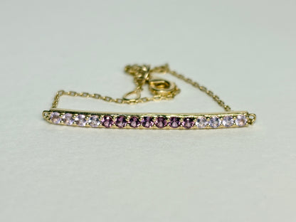 Bony Levy Rhodolite and Amethyst Bar Link Adjustable Bracelet Solid 14k Gold 6.5-7"