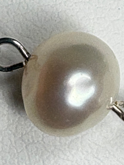 Linked Chalcedony and Cultured Freshwater Pearl Sterling Silver Necklace 19"
