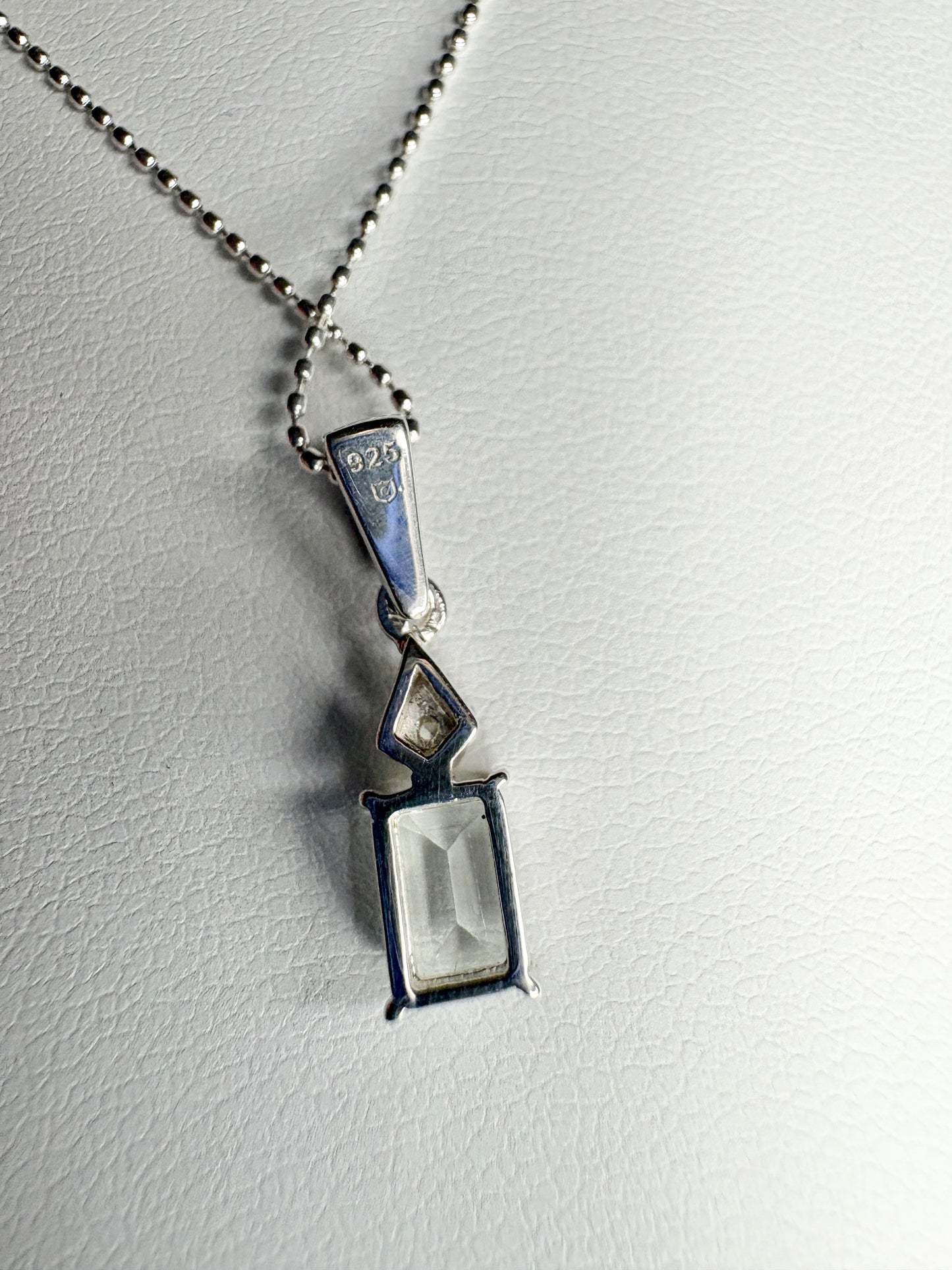 Brazilian Aquamarine Pendant Necklace Sterling Silver 18"