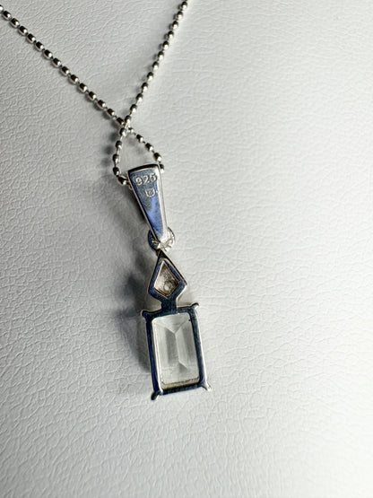 Brazilian Aquamarine Pendant Necklace Sterling Silver 18"