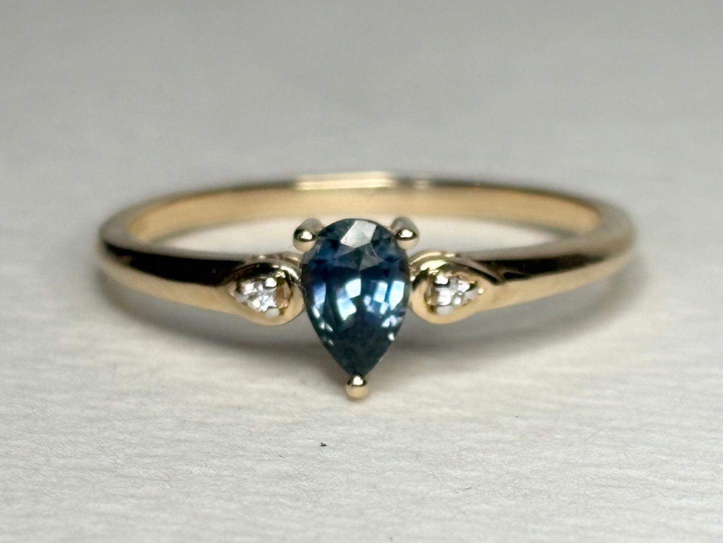 Pear Montana Sapphire Untreated Ring 9k Gold Size 9
