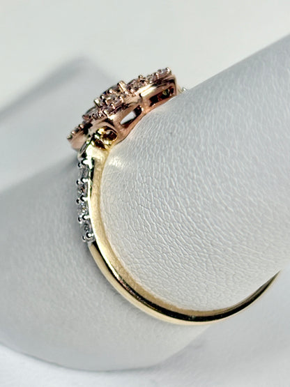 Natural Pink and White Angolan Type lla Diamond Ring 9k Rose Gold size 7