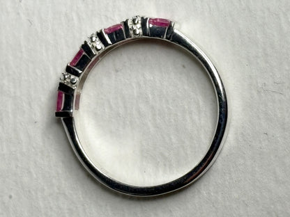 Pink Jedi Princess Cut Sapphire Stackable Band Ring Sterling Silver size 7