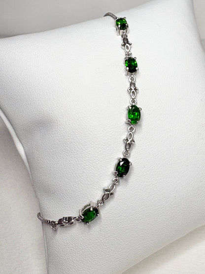 Chrome Diopside Adjustable Bolo Bracelet in Sterling Silver