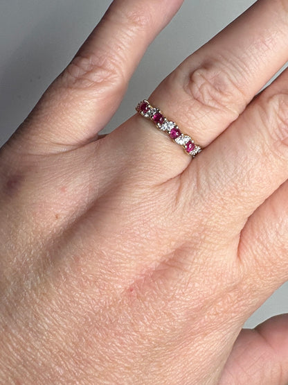 Greenland Ruby and Diavik Canadian Diamond Ring 9k Gold size 6.25