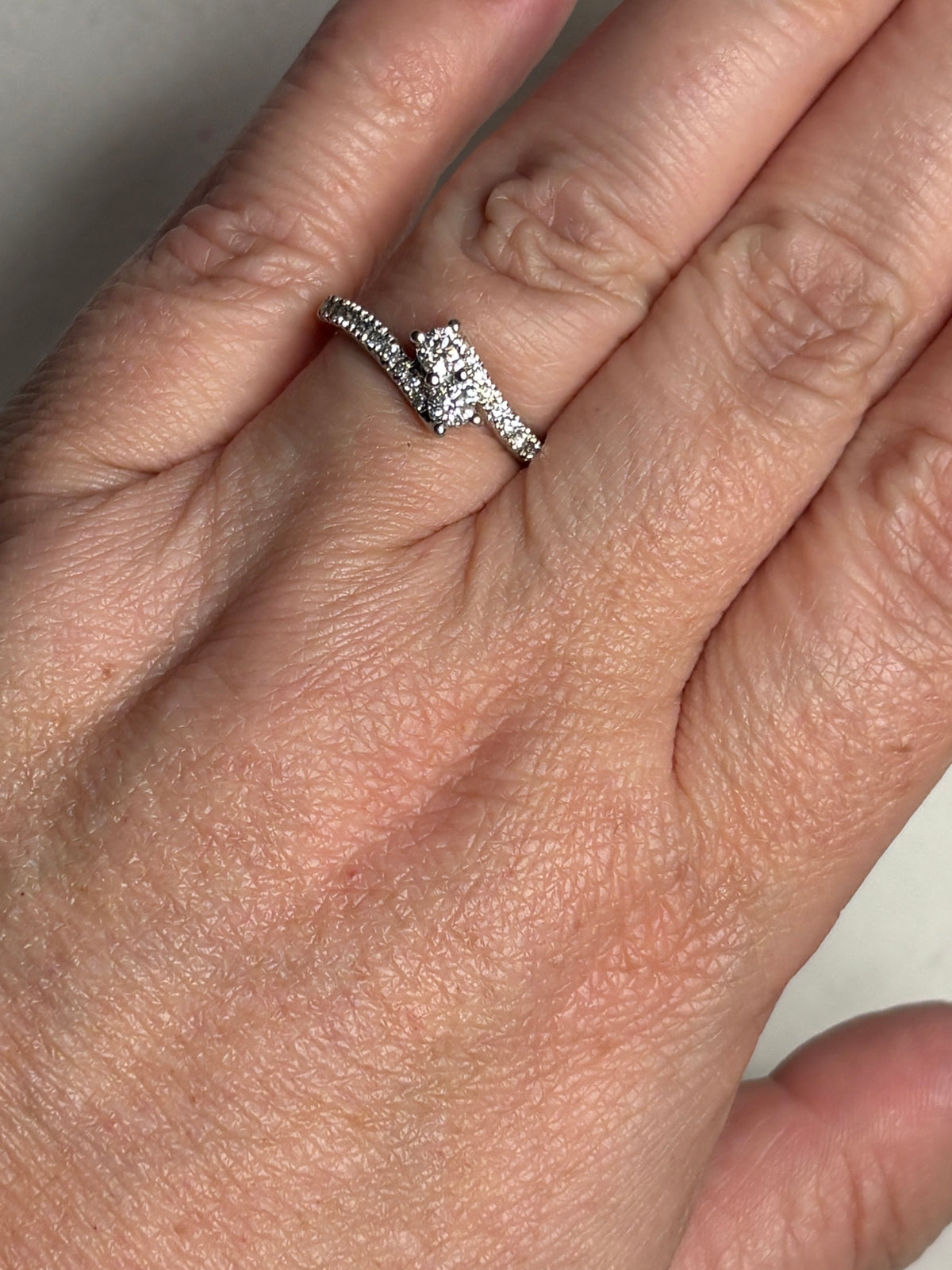 Toi et Moi Natural Diamond Ring Solid 14k White Gold "Even Us" Ring .50ctw size 6.75