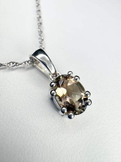 Bi Color Oregon Sunstone Solitaire Pendant Necklace Sterling Silver 18"