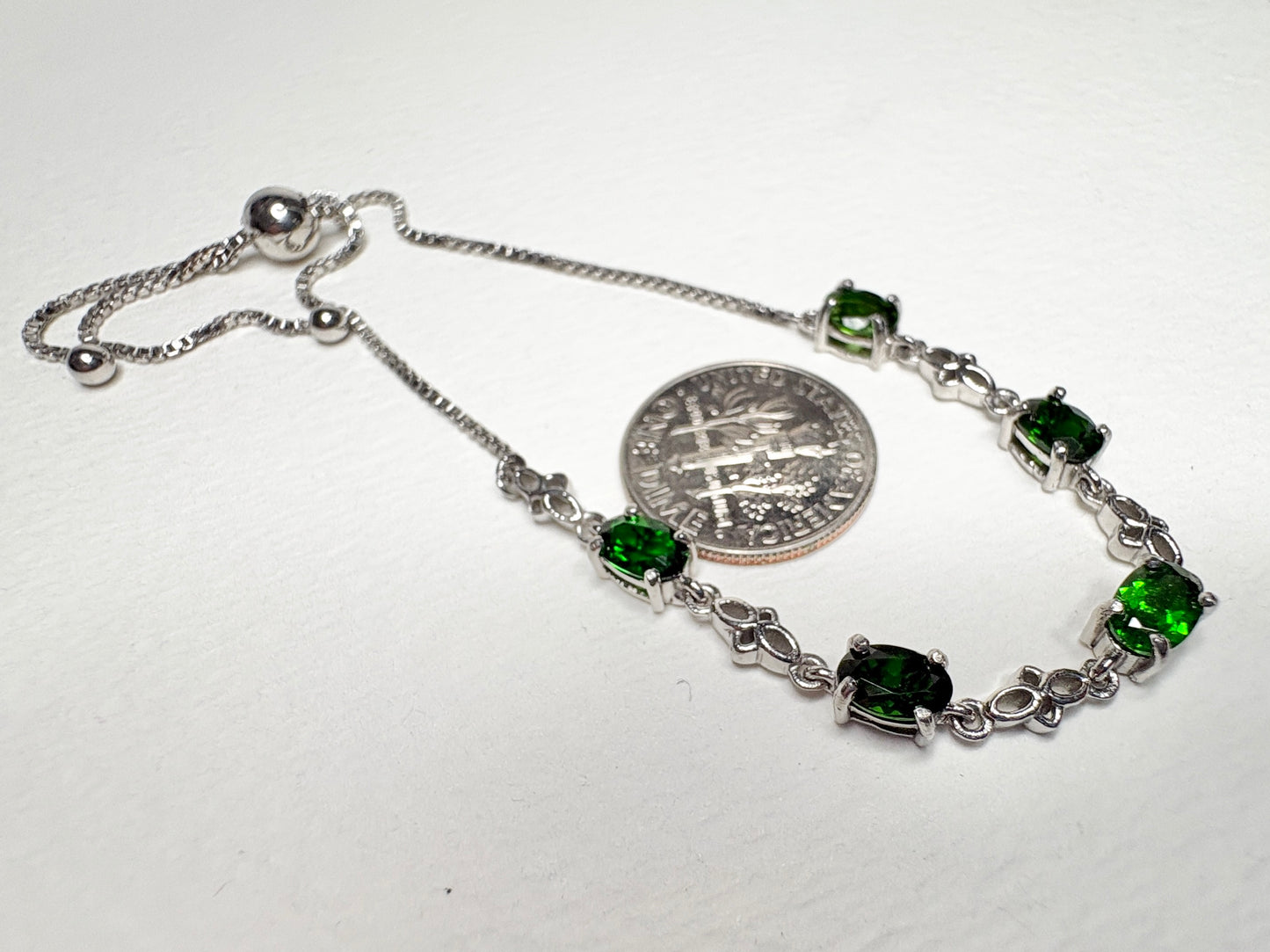 Chrome Diopside Adjustable Bolo Bracelet in Sterling Silver