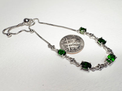 Chrome Diopside Adjustable Bolo Bracelet in Sterling Silver