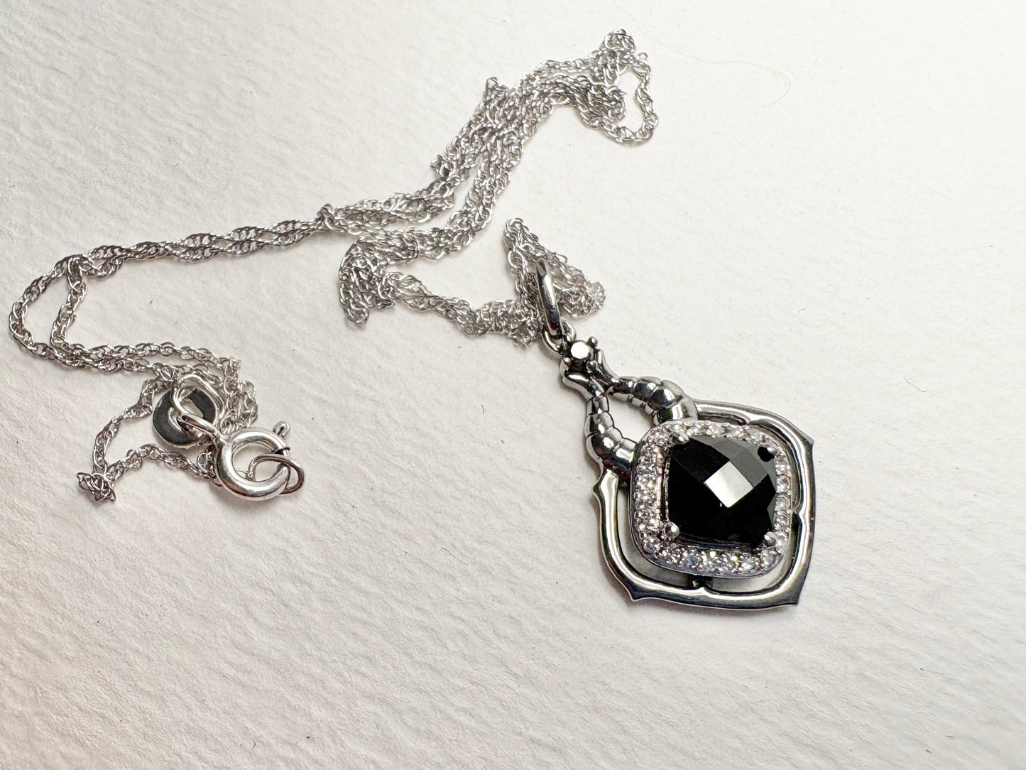 Disney Enchanted Villain Diamond and Spinel Halo Pendant Necklace Sterling Silver 18"