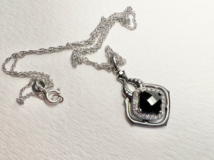 Disney Enchanted Villain Diamond and Spinel Halo Pendant Necklace Sterling Silver 18"
