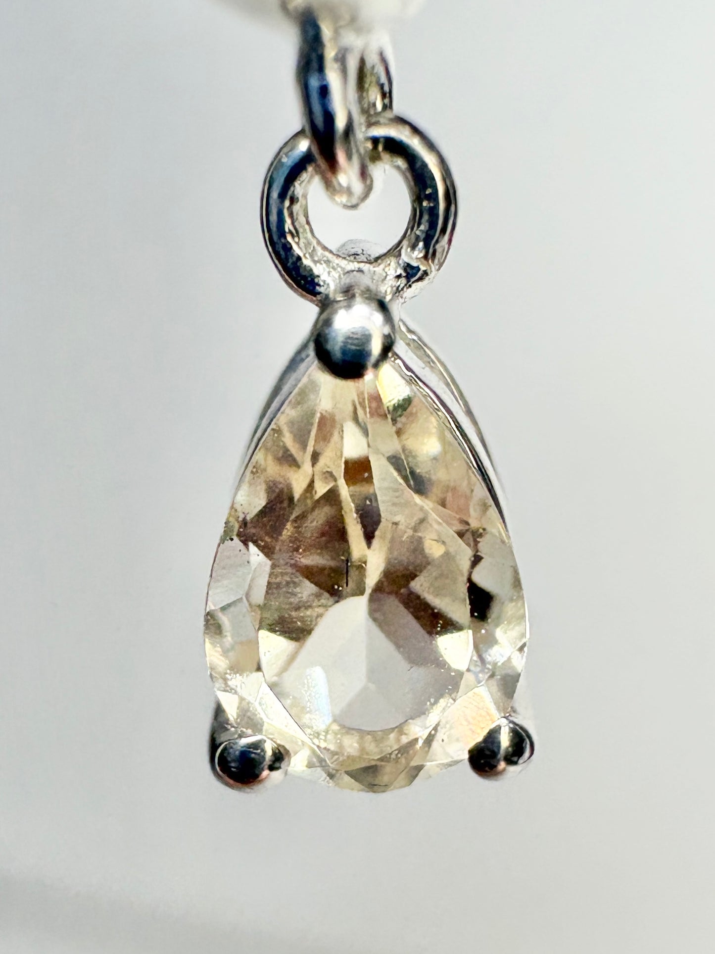 Oregon Sunstone Yellow Pear Dangle Drop Hoop Earrings Sterling Silver