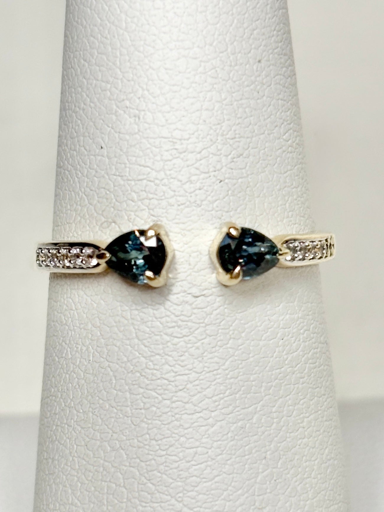 Sapphire and White Zircon Open Band Ring 9k Gold size 7