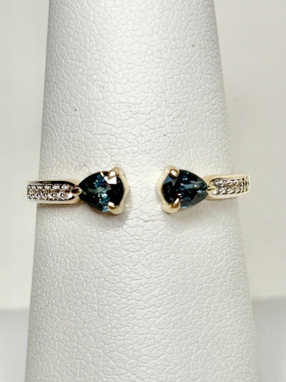 Sapphire and White Zircon Open Band Ring 9k Gold size 7