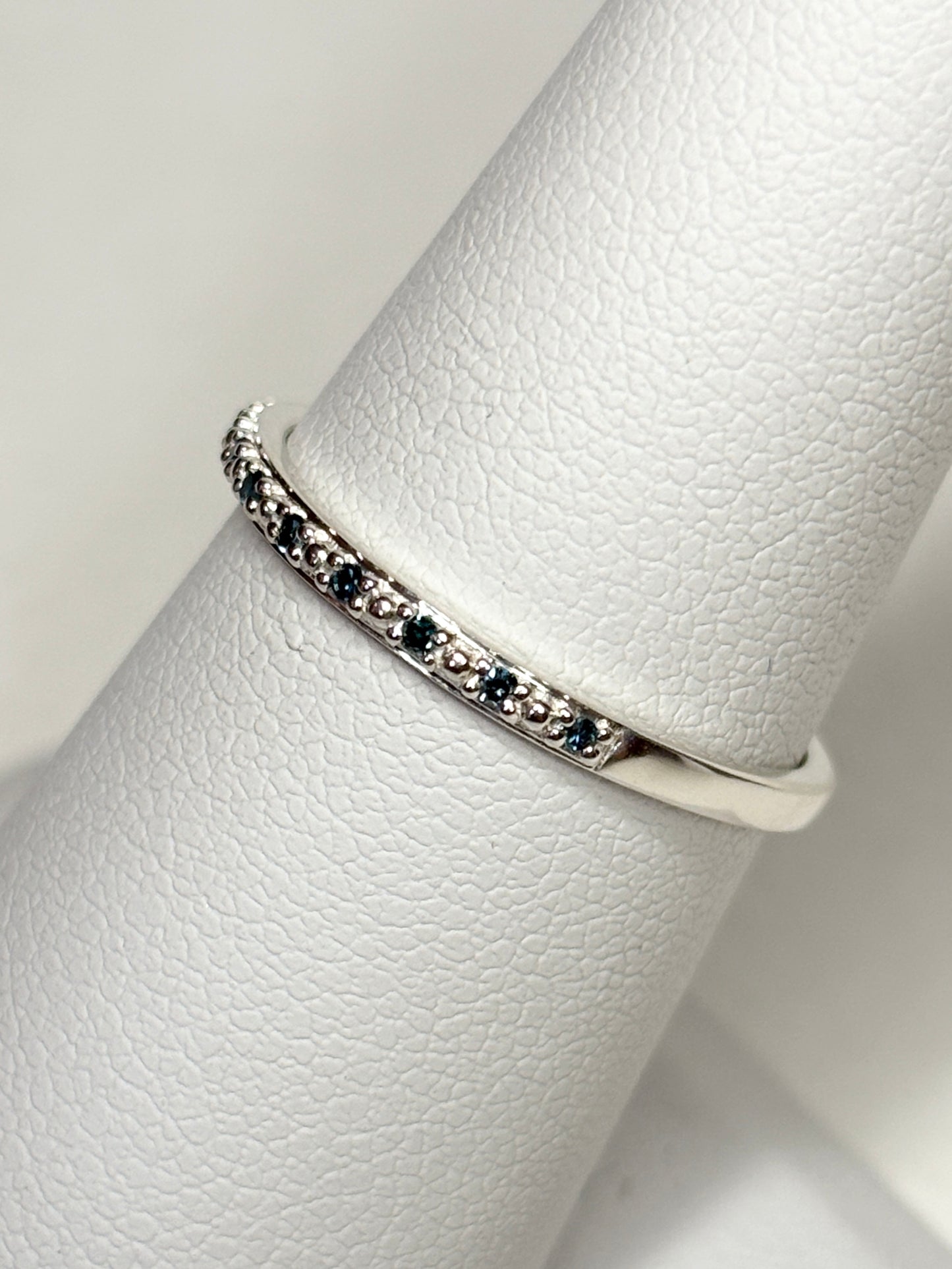 Dainty Blue Diamond Stackable Band Rings Stelring Silver .06ctw size 7