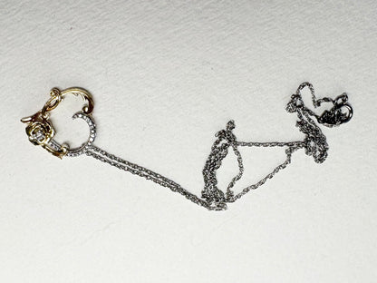 Disney Enchanted Belle Diamond and White Sapphire Rose Heart Pendant Necklace 14k and Sterling silver 18"